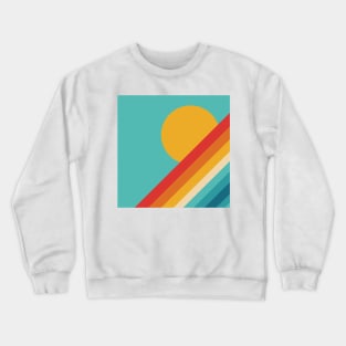 Retro Rainbow Sunset on Pale Blue Background Crewneck Sweatshirt